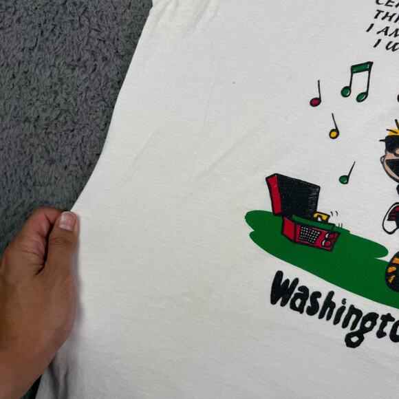 Vintage Calvin and Hobbes Shirt Mens XL White Washington DC God Jesus Tee - Picture 4 of 9